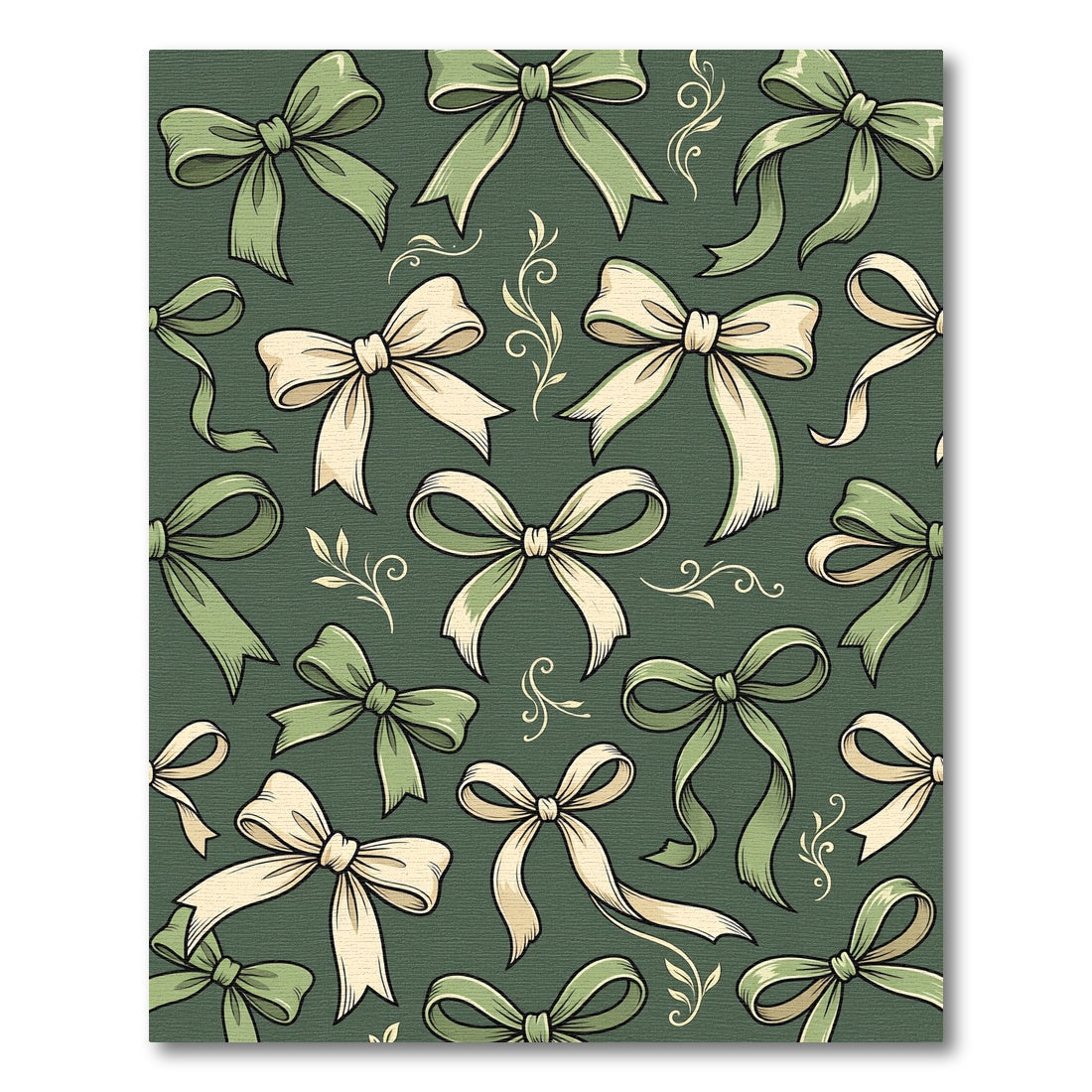 Elegant Sage Cream Bow Floral Accents Rug