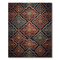 Ornate Crimson and Navy Hexagonal Filigree Rug