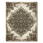 Vintage Ornate Damask Scroll Accent Rug