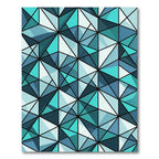 Teal Blue Geometric Faceted Shard Rug