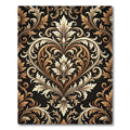 Elegant Gold Baroque Damask Scroll Rug