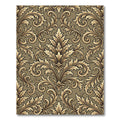 Golden Baroque Damask Foliage Scrollwork Rug