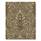 Golden Baroque Damask Foliage Scrollwork Rug