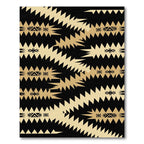 Gold Black Geometric Zigzag Chevron Rug