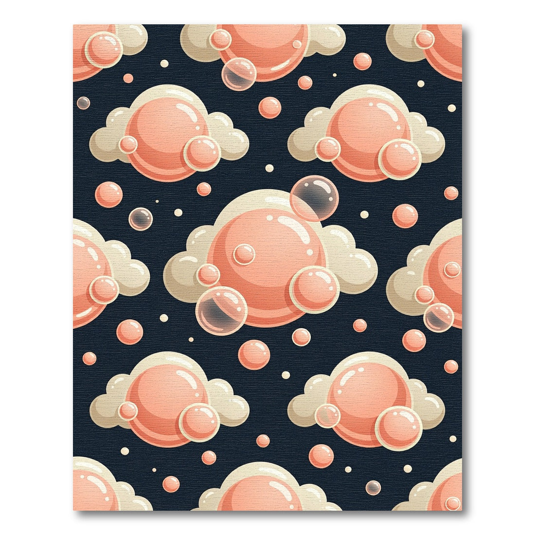 Playful Peach Bubble Cloud Art Rug