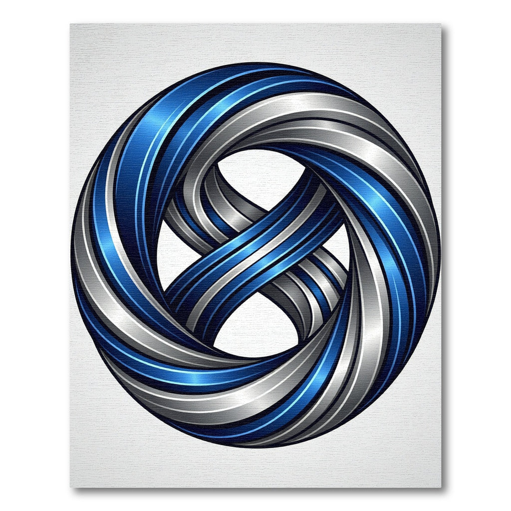 Circular Blue and Silver Infinity Knot Rug