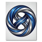 Circular Blue and Silver Infinity Knot Rug