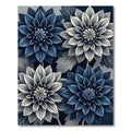 Sophisticated Navy and Silver Floral Bloom Rug