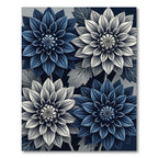 Sophisticated Navy and Silver Floral Bloom Rug