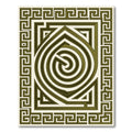 Olive Green Geometric Greek Key Spiral Rug