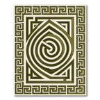 Olive Green Geometric Greek Key Spiral Rug
