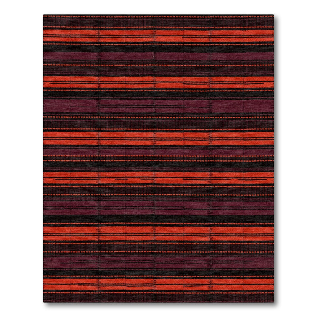 Deep Red Orange Horizontal Stripe Rug