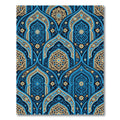 Golden Floral Arch Ornate Blue Tile Rug