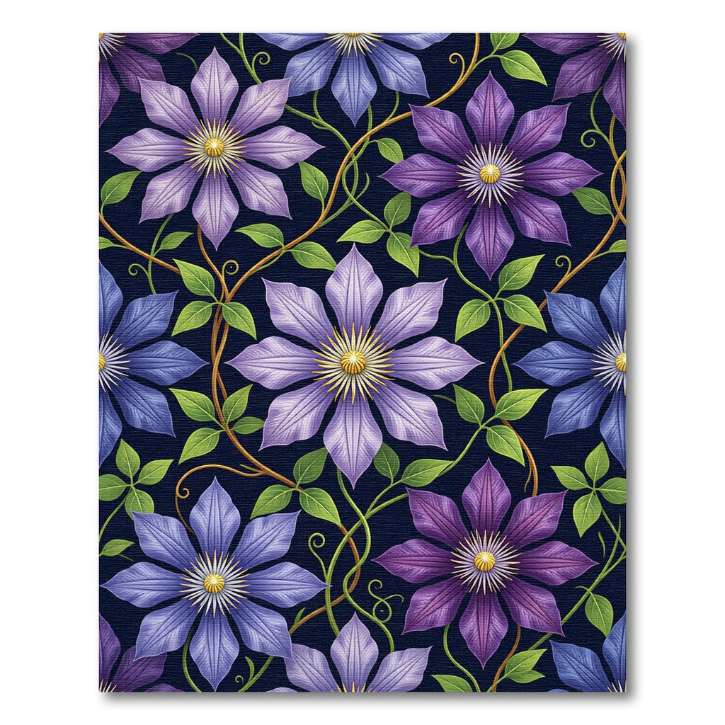 Lush Purple Clematis Botanical Vine Rug