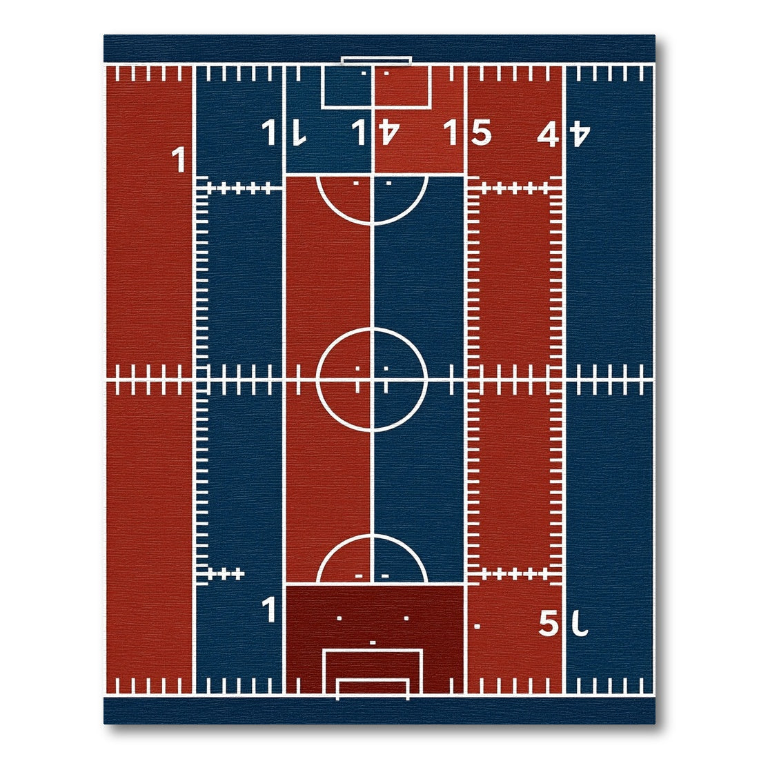 Modern Crimson and Navy Athletic Field Rug