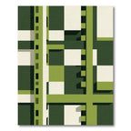 Modern Geometric Olive and Cream Grid Rug