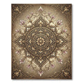 Vintage Golden Floral Medallion Scroll Rug