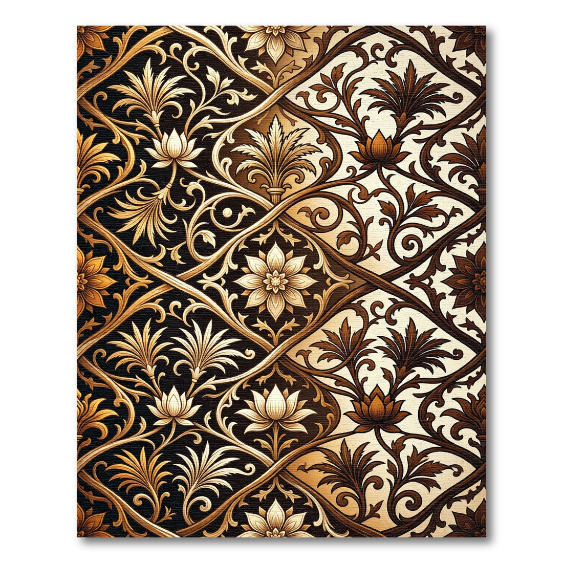 Opulent Gold Cream Floral Damask Rug