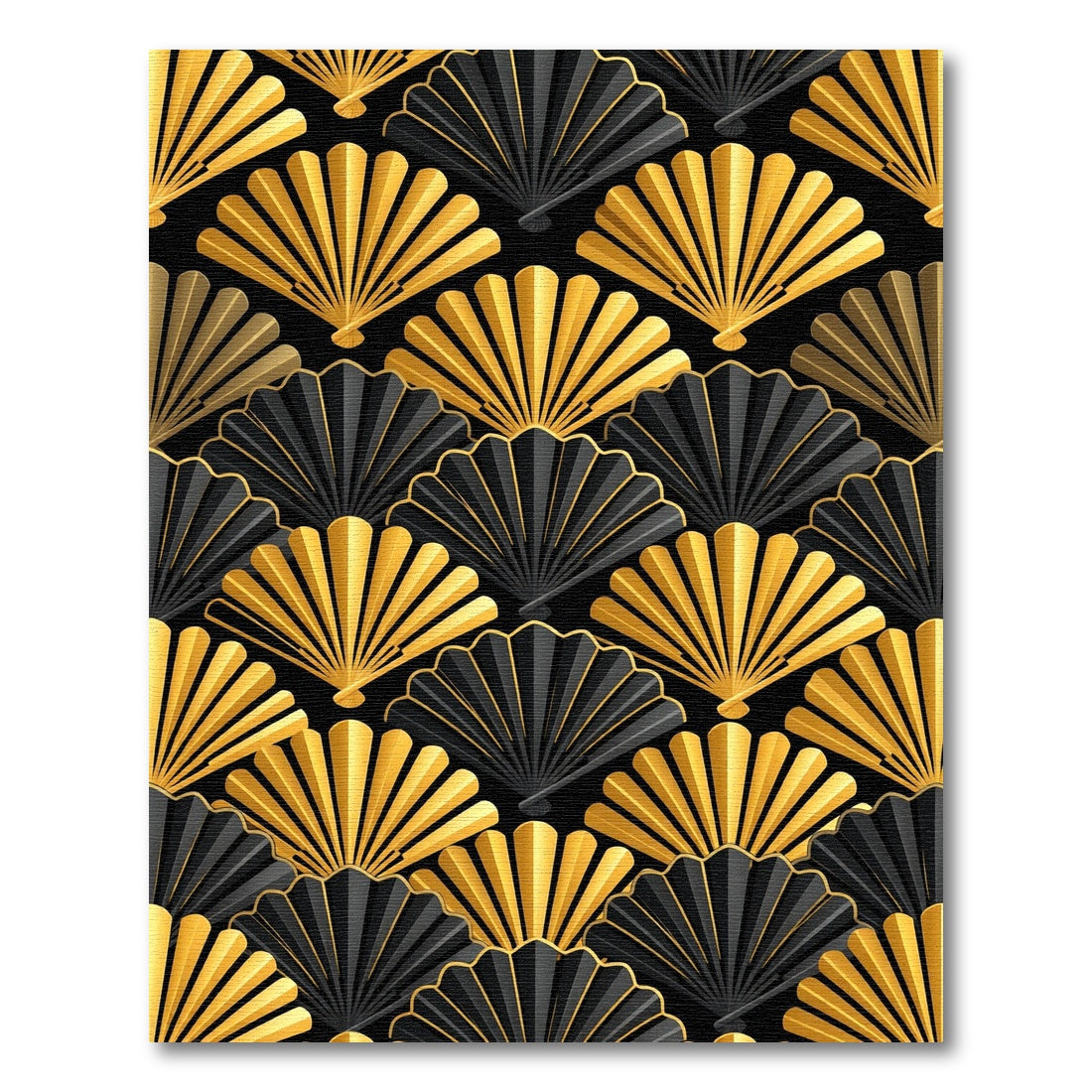 Art Deco Golden Fan Shell Wallpaper Rug