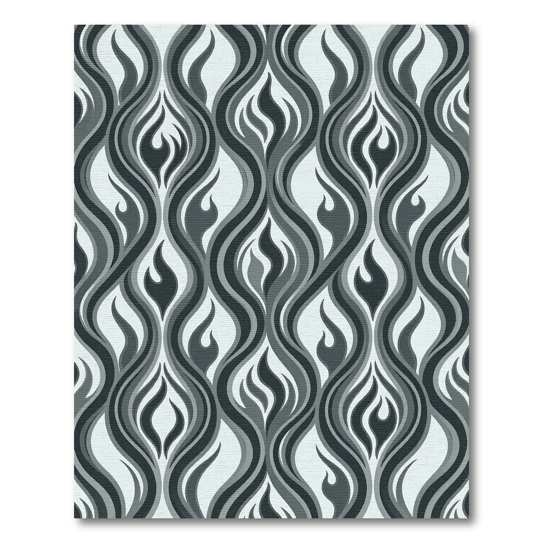 Monochrome Wavy Flame Abstract Stream Rug