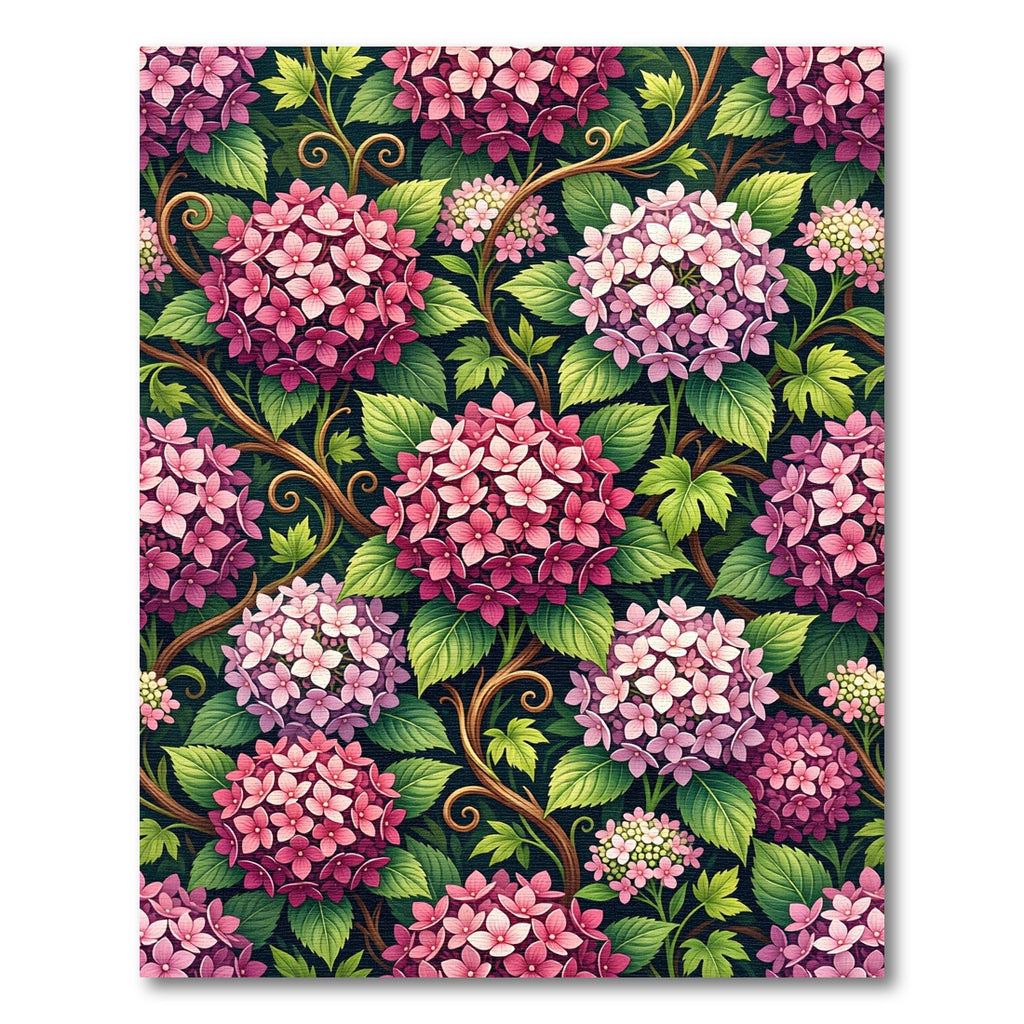 Vibrant Pink Hydrangea Garden Flourish Rug