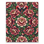 Flamingo Floral Peony Symmetry Art Rug