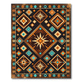 Geometric Starry Navy and Amber Mosaic Rug