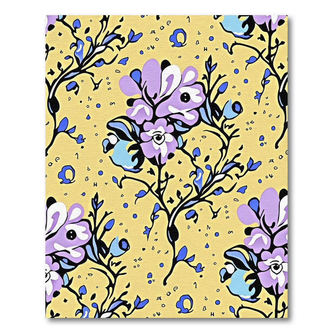 Lavender Lilac Floral Vine Yellow Rug