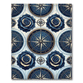 Navy Nautical Compass and Rose Floral Rug