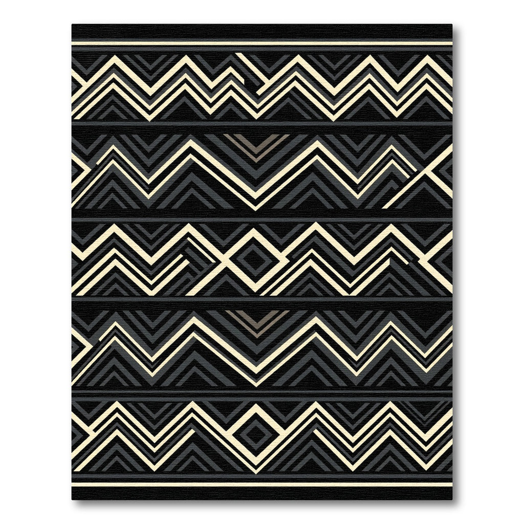 Geometric Black Cream Chevron Stripe Rug