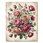 Vintage Pink Rose Floral Arrangement Rug