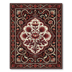 Crimson Floral Medallion Arabesque Rug