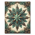 Rustic Oxidized Copper Star Scroll Ornament Rug