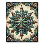 Rustic Oxidized Copper Star Scroll Ornament Rug