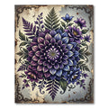 Elegant Purple Dahlia Botanical Medallion Rug