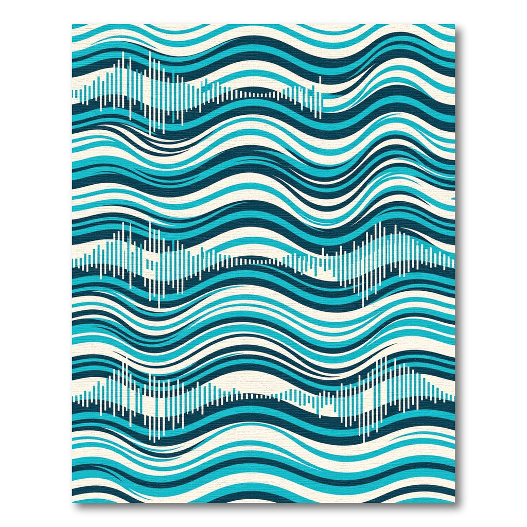 Abstract Turquoise Wave Sound Bar Rug