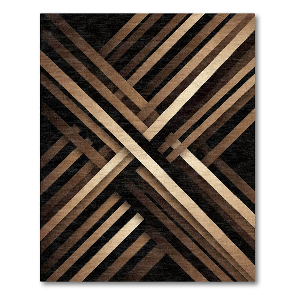 Modern Bronze Intersecting Linear Abstract Rug