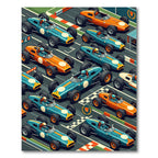 Vintage Retro Grand Prix Racing Scene Rug