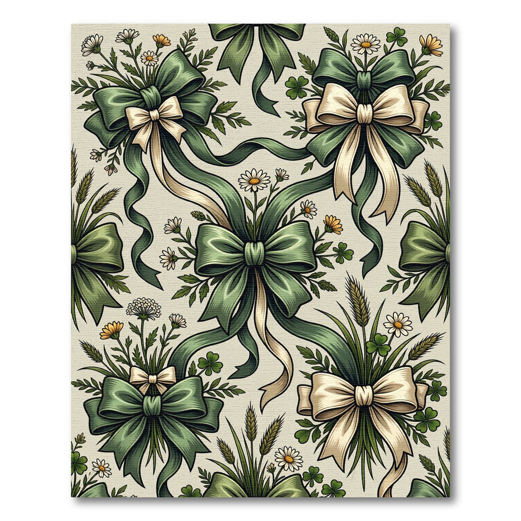 Sage Green Ribbon and Daisy Meadow Rug