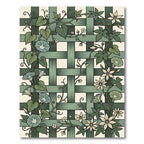 Sage Botanical Lattice Ivy Morning Glory Rug