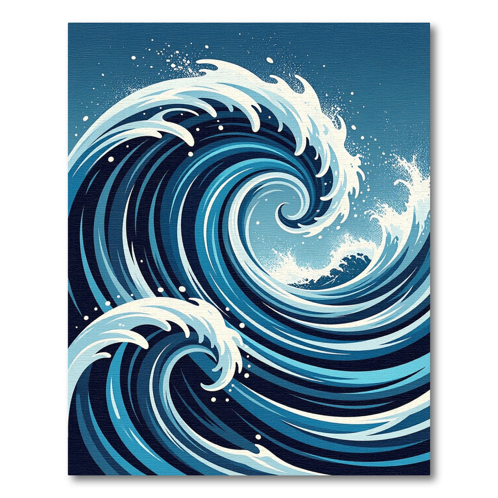Deep Blue Swirling Ocean Wave Rug