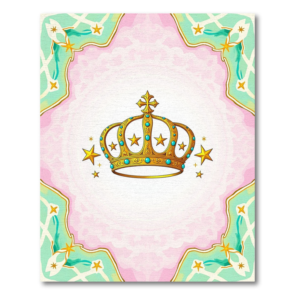 Golden Crown Starburst Mint Border Rug