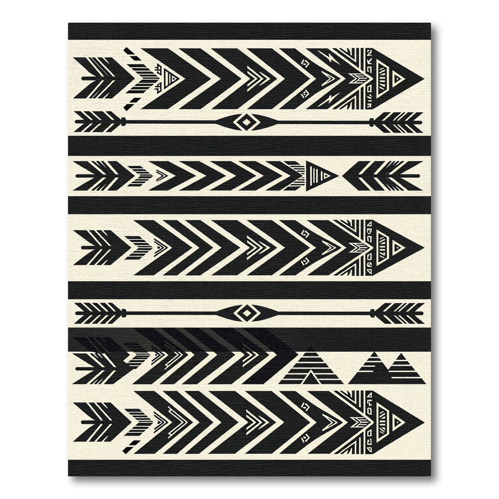 Monochrome Tribal Geometric Arrow Composition Rug