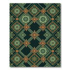 Emerald Geometric Lattice Floral Medallion Rug