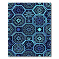 Navy Blue Geometric Hexagon Floral Rug