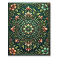 Ornate Emerald Floral Circular Medallion Rug