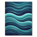 Modern Teal Blue Rippling Ocean Wave Rug