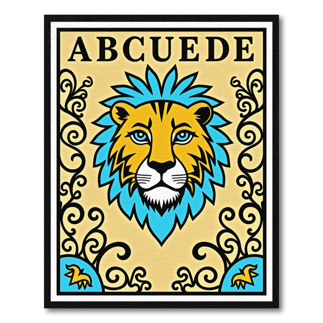 Bold Gold Lion Abc Border Rug