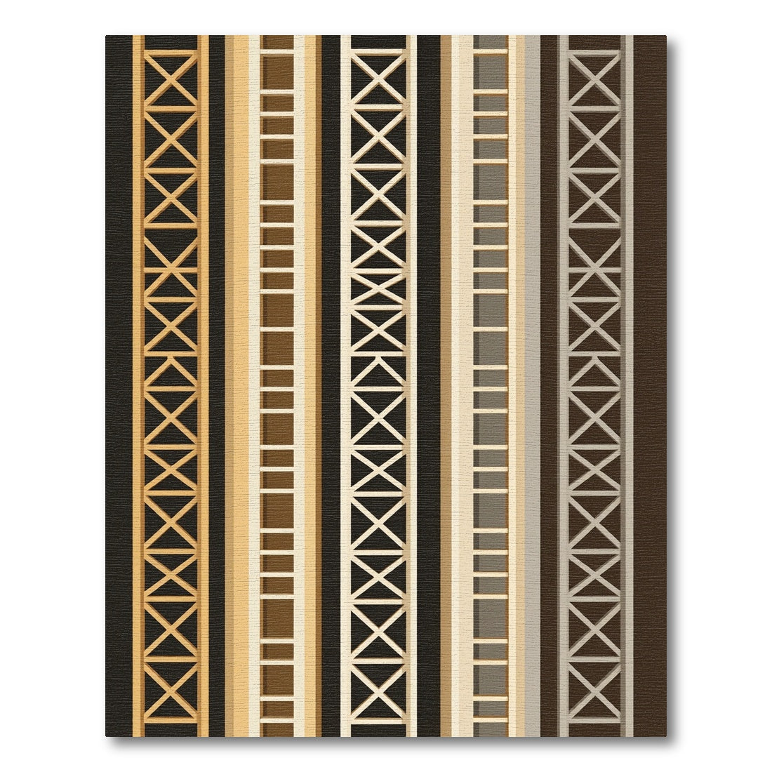 Neutral Architectural Lattice Grid Striped Rug