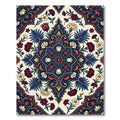 Elegant Crimson Navy Floral Medallion Rug
